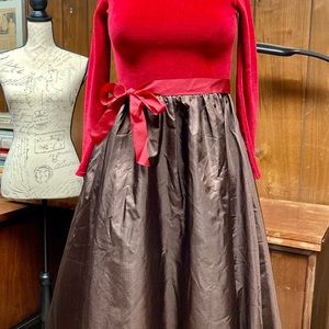 American Girl brand Christmas dress size 12 leopard collar & rhinestone broach